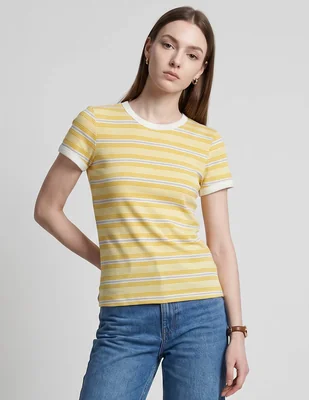 Playera manga corta cuello redondo para mujer