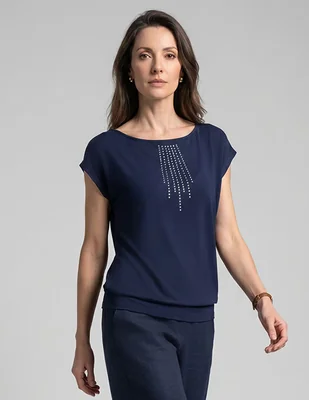 Playera manga corta cuello ojal para mujer