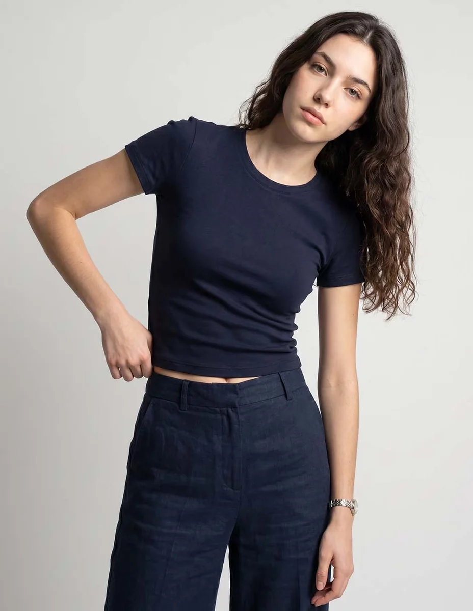 Playera manga corta Coffee Bean cuello redondo para mujer