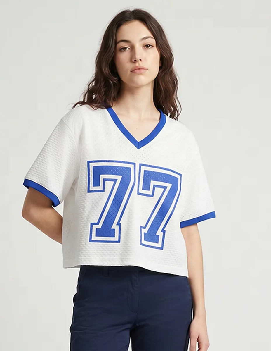 Playera manga al codo american eagle cuello v para mujer