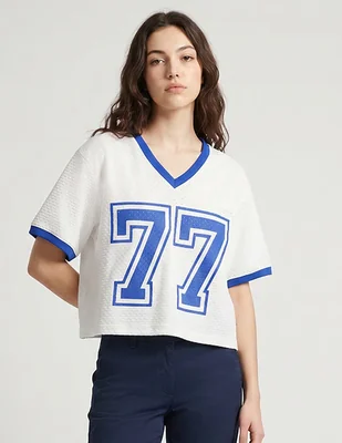 Playera manga al codo american eagle cuello v para mujer
