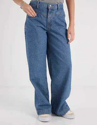 Jeans relaxed wide leg corte cintura Aéropostale para mujer