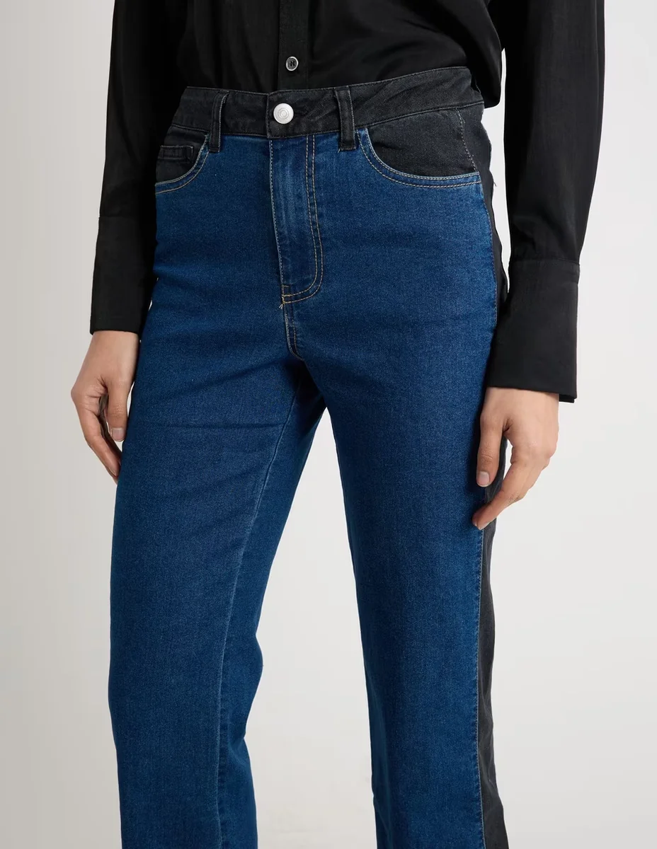 Jeans relaxed straight coffee bean para mujer