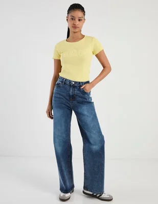 Jeans wide leg cintura alta Aéropostale para mujer