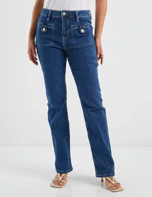 Jeans straight a la cintura Liz Claiborne para mujer
