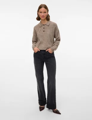 Jeans regular straight media cintura vero moda jeans mid rise para mujer