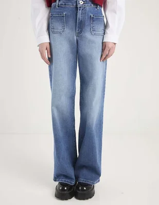 Jeans amplio Sexy Jeans SXYJM038 corte cintura alta para mujer