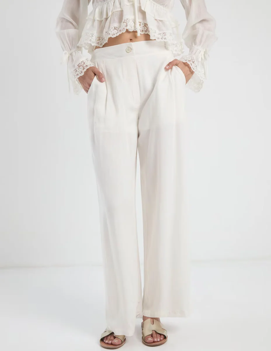 Pantalón regular coffee bean wide leg para mujer