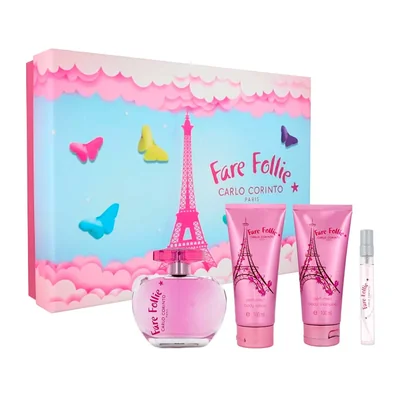 Fare Follie SET 4pzs Dama EDT 100ml + Gel de Ducha 100ml + Locion Corporal 100ml