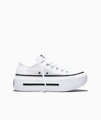 Tenis Converse de Plataforma Lift Double Stack Blancos en Choclo de Lona para Mujer