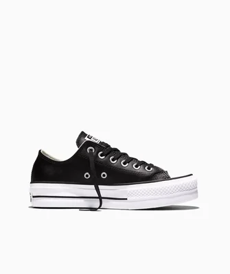 Tenis Converse de Plataforma Lift Negros en Choclo de Piel para Mujer