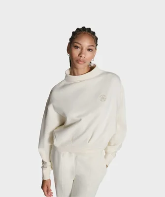 Sudadera Converse con Cuello Alto Beige para Mujer