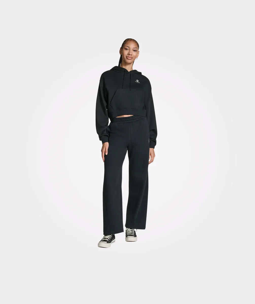 Hoodie Converse Corta Negra para Mujer
