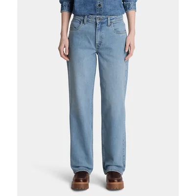 Pantalón de mezclilla recto para mujer, Azul