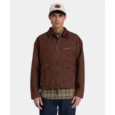 Chamarra Strafford de algodón para hombre, Café