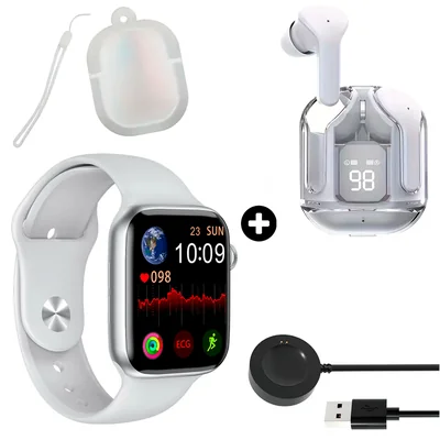 Smartwatch Reloj Inteligente Color Blanco smart Mas Audifonos Inalámbricos In-ear Manos Libres  Con Bluetooth 5.0