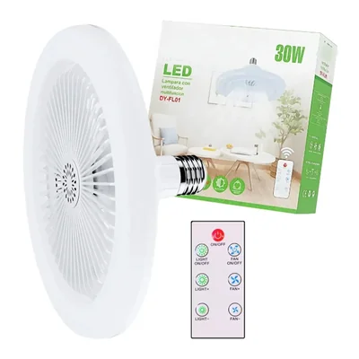 Ventilador de techo Foco Led con luz led y control remoto de 3 velocidades