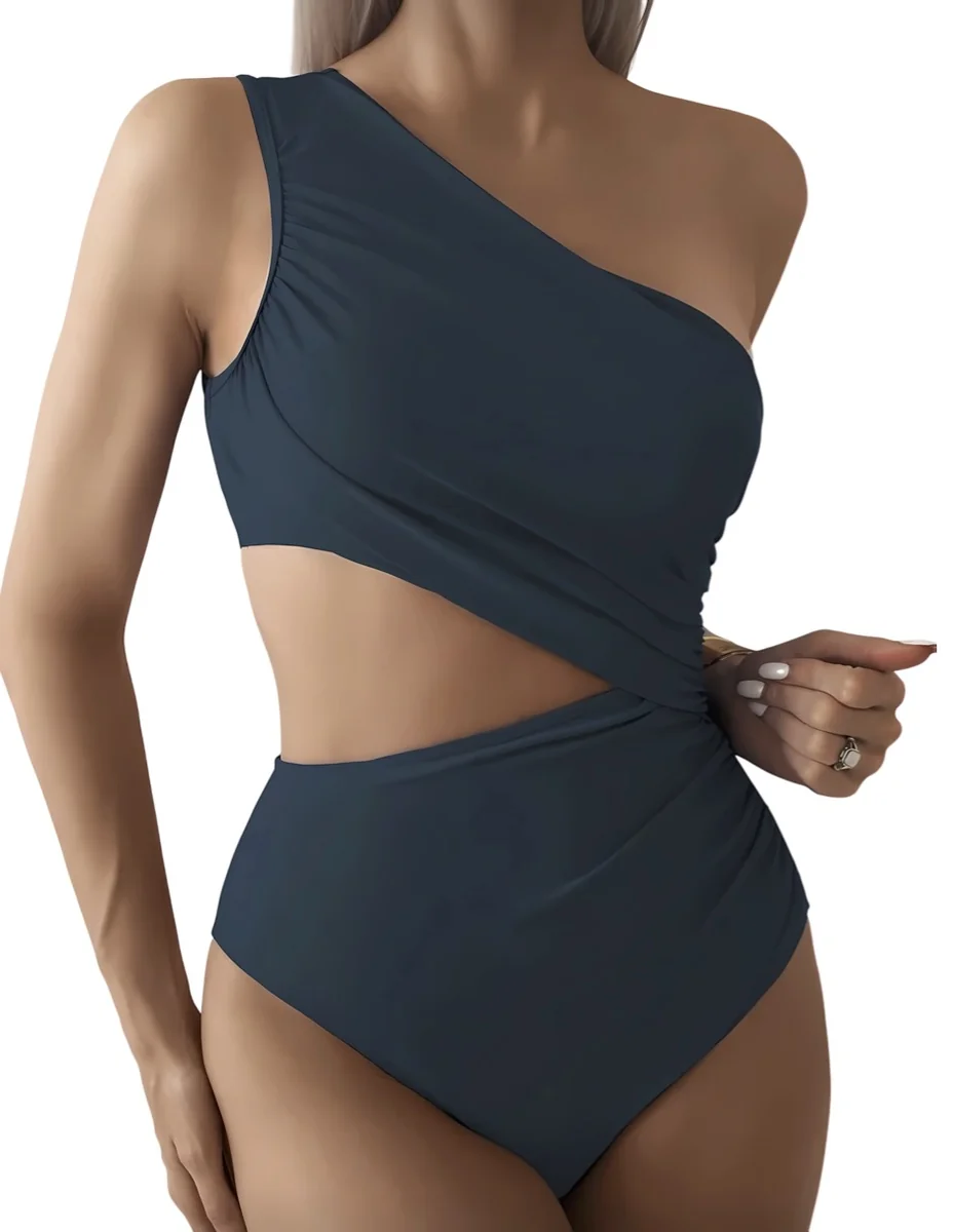 Traje de baño de un hombro con cut-out