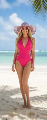 Traje de Baño Completo con Amarres a los Costados para Mujer