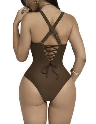 Body de Tirantes Anchos con Escote Profundo
