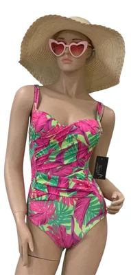 Traje de Baño Completo con Faja Abdominal Estampado para Mujer