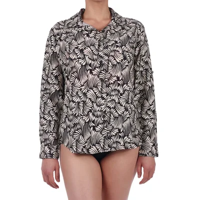 Salida de Playa Camisa Estampada Hojas Poliéster Fiume Mujer