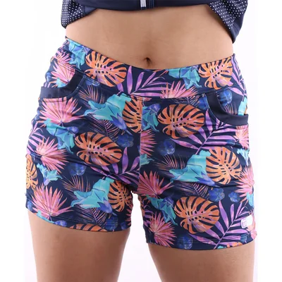Traje de Baño Short con Bolsillos y Estampado Tropical Skysoul para Mujer