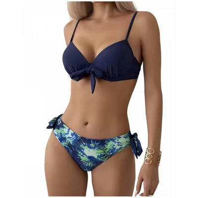 Conjunto bikini Marinity estampado tie dye para mujer