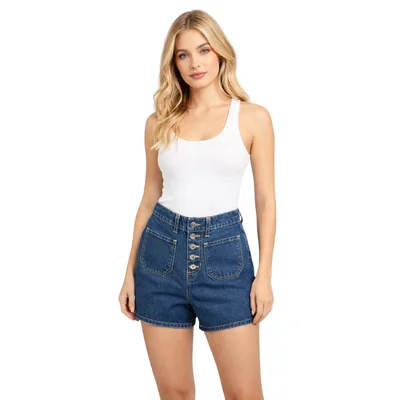 Short Mezclilla con Bolsillos y Botones para Mujer