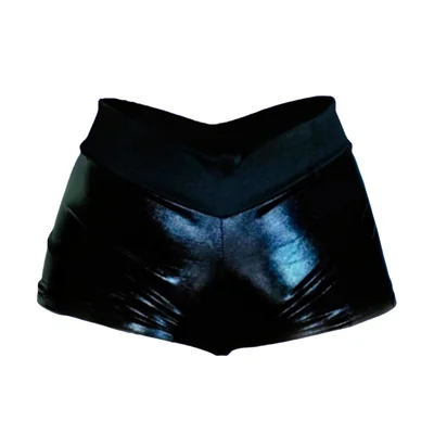 SHORT CORTO MUJER VINIL METALICO NEGRO.