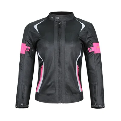 Chamarra chaqueta M rosa motociclismo mujer abrigo armadura protector impermeable cálido ropa