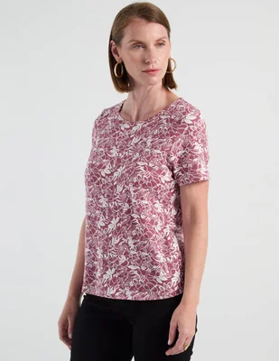 Playera manga corta morango cuello redondo para mujer