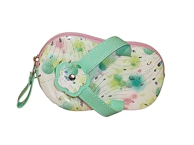 Monedero de CHANCLITA, SANDALIA, CHANCLETA, SAYONARA, Varios Colores, con arreglos florales, Novedoso y Encantador.