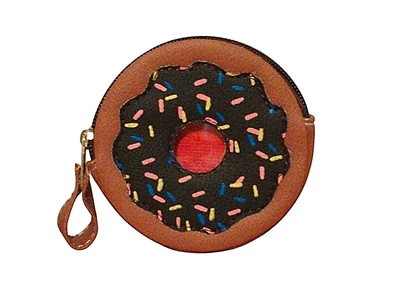 Monedero de DONA CON CHSIPAS, Diseño de Comida, Pan Dulce, Varios Colores, Novedoso y Encantador.
