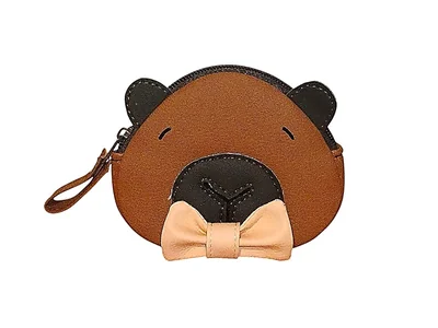 Monedero de CAPIBARA, Diseño de Animalito, Color Marrón, Novedoso de Moda y Encantador.
