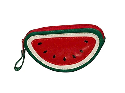 Monedero de SANDÍA, Diseño de Comida, Forma de Fruta, Color Verde con Rojo, Novedoso y Encantador.