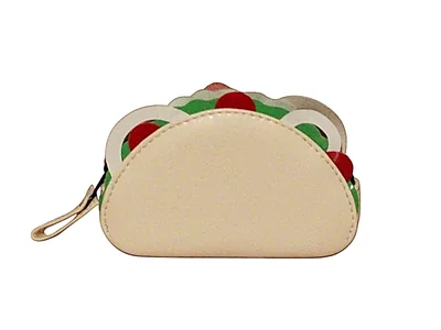 Monedero de TACO, Diseño de COMIDA, Color Beige, Novedoso y Encantador.