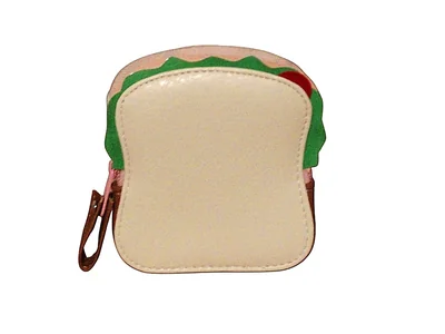 Monedero de SANDIWCH, Diseño de COMIDA, Forma Cuadrada, Color Beige, Novedoso y Encantador.