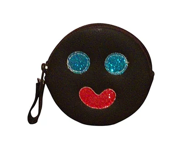 Monedero de PALETA PAYASO, Diseño del Dulce Típico Mexicano, Redondo, Color Negro, Novedoso y Encantador.