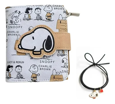 Billetera Snoopy Cartera Tarjetero Monedero 12 X 10 Cm Beige Estampado