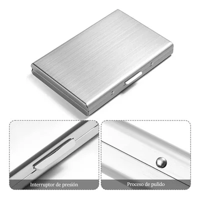 2pz Tarjetero Metal Acero Inoxidable Cartera Credito
