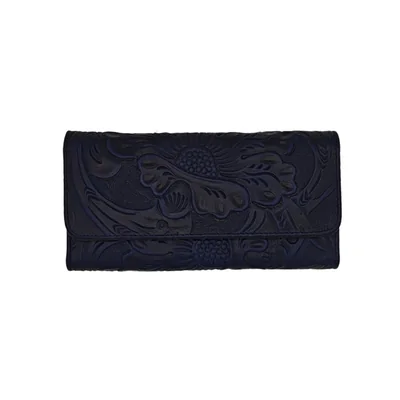 Cartera en Piel Genuina Cincelada Fana Fanny Azul Marino