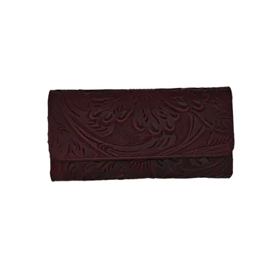 Cartera en Piel Genuina Cincelada Fana Fanny Vino