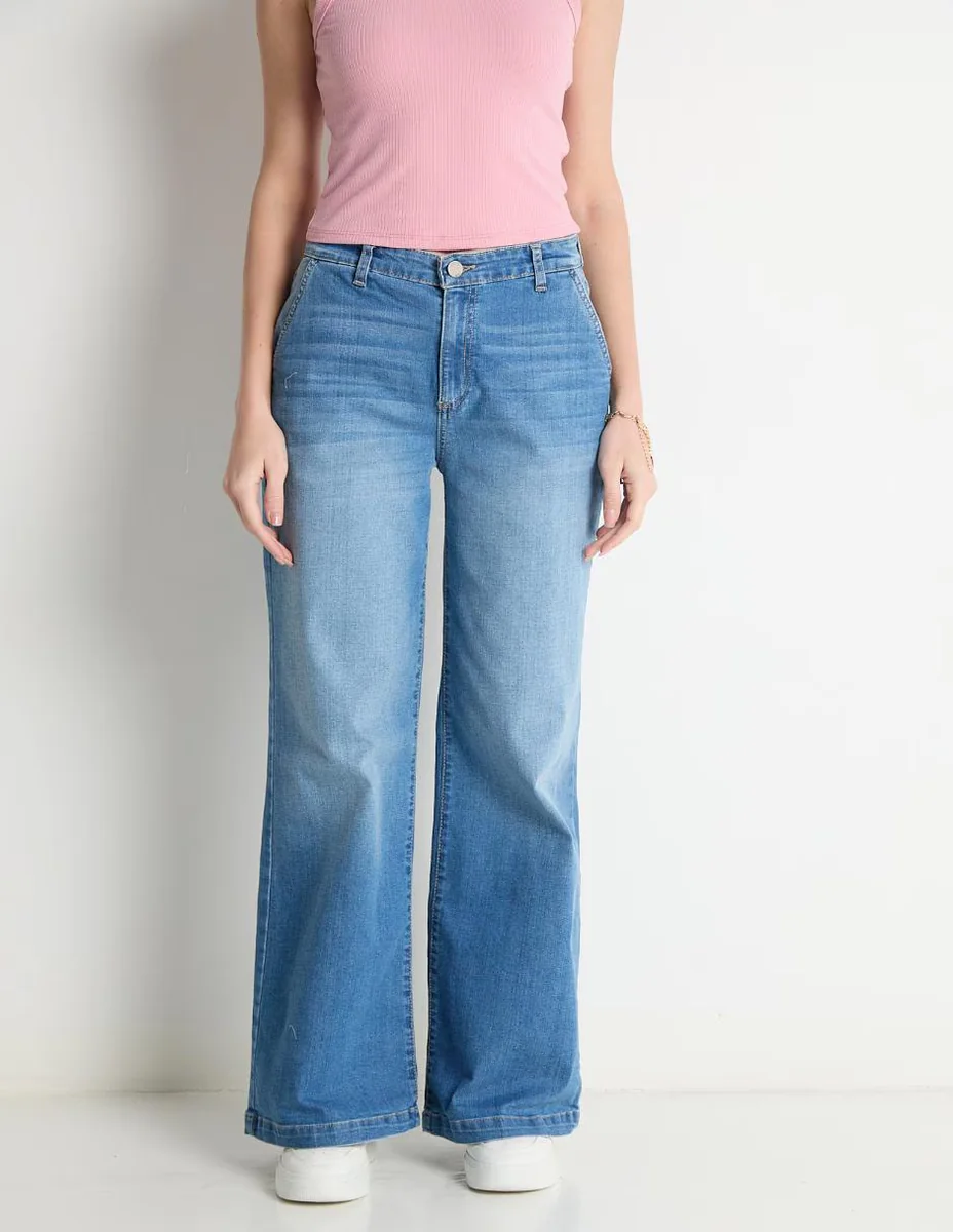 Jeans straight Sexy Jeans corte cadera para mujer