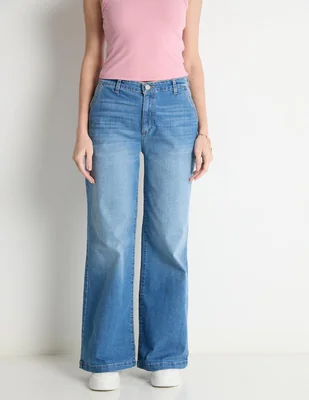 Jeans straight Sexy Jeans corte cadera para mujer