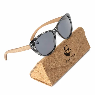 Lentes Gafas de Sol Polarizados para Mujer Dama PANDAS Ojo de Gato de Madera UV400 Zebra Animal Print.
