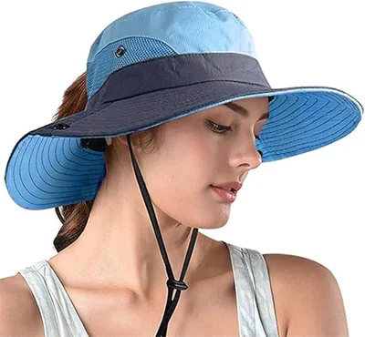 Sombreros de Sol para Mujeres, Mujer Agujero de Cola de Caballo Sombrero Cubo ala Ancha