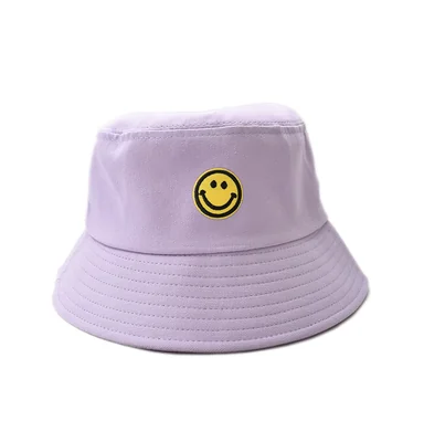 Sombrero Bucket Ajustable Lila Detalle de Cara Feliz