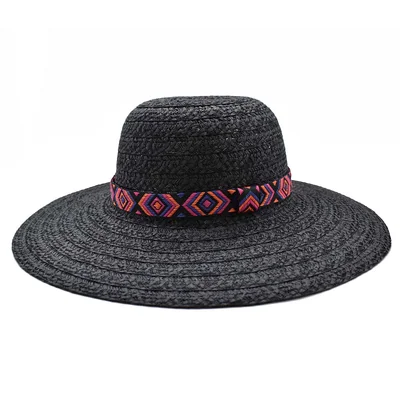 Sombrero Pamela Negro Detalle de Cinta Multicolor