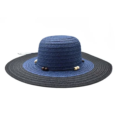 Sombrero Pamela Azul  y Negro Detalle de Cinta